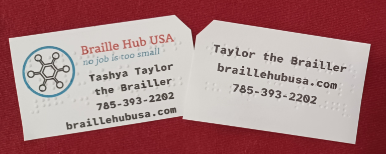 Personalized braille business cards 3.5 x 2 2 sided business card with full color print, braille and large print
